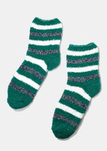 Load image into Gallery viewer, Fuzzy Striped Crew Socks