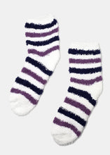 Load image into Gallery viewer, Fuzzy Striped Crew Socks