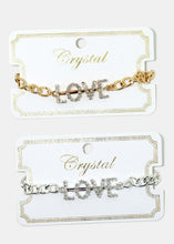 Load image into Gallery viewer, "LOVE" Rhinestone Chain Bracelet
