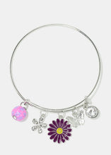 Load image into Gallery viewer, Flower Charm Bangle Bracelet
