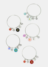 Load image into Gallery viewer, Flower Charm Bangle Bracelet
