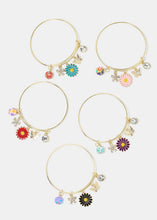 Load image into Gallery viewer, Flower Charm Bangle Bracelet
