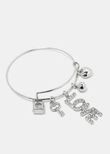 Load image into Gallery viewer, Rhinestone "LOVE" Bangle Bracelet
