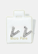 Load image into Gallery viewer, Small Rhinestone Initial Earrings

