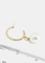 Load image into Gallery viewer, Open Flat Hoop &amp; Pearl Earrings
