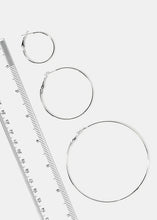 Load image into Gallery viewer, 3-Pair Silver Metal Hoop Earrings
