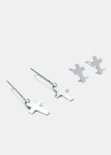 Load image into Gallery viewer, 2-Pair Cross Stud &amp; Dangle Earrings

