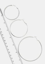 Load image into Gallery viewer, 3-Pair Rhinestone Hoop Earrings
