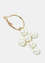 Load image into Gallery viewer, Pearl Cross Dangle Earrings
