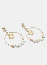 Load image into Gallery viewer, Stone &amp; Shell Hoop Earrings
