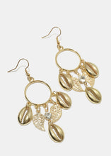Load image into Gallery viewer, Cowrie Dangle Hoop Earrings
