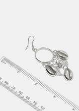 Load image into Gallery viewer, Cowrie Dangle Hoop Earrings
