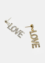 Load image into Gallery viewer, Rhinestone "LOVE" Dangle Earrings
