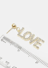 Load image into Gallery viewer, Rhinestone "LOVE" Dangle Earrings
