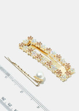 Load image into Gallery viewer, 3-Piece Pearl &amp; Flower Gemstone Hair Pins
