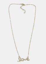 Load image into Gallery viewer, Rhinestone "Love" in Cursive Necklace

