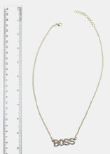 Load image into Gallery viewer, Rhinestone "BOSS" Pendant Necklace
